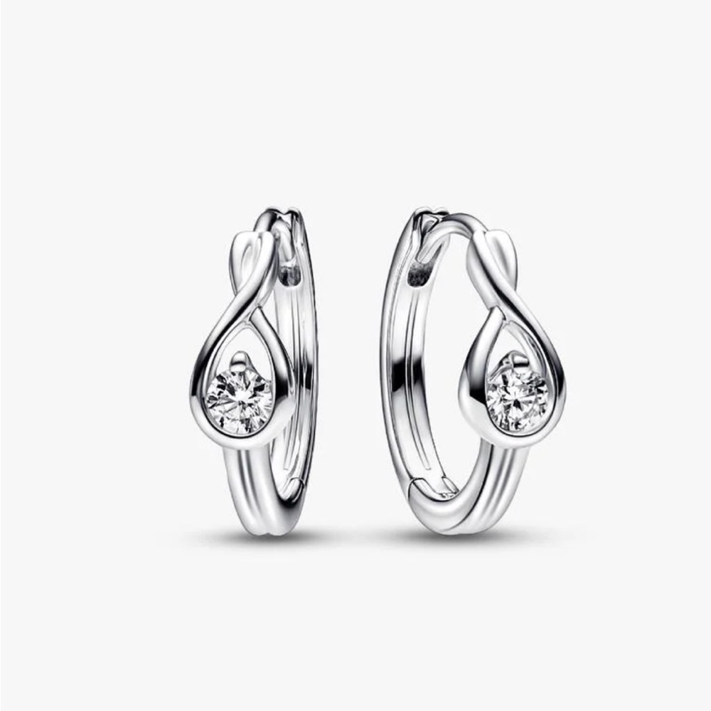 Pandora Infinite Sterling Silver Lab-grown Diamond Hoop Earrings 0.20ct TW